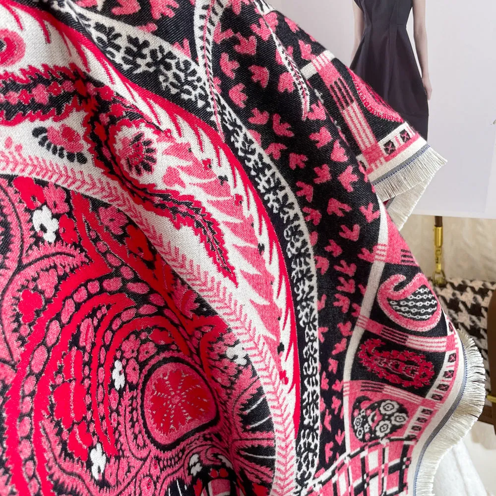 Wholesale Winter Cashmere Thickened Warm Tassel Scarves