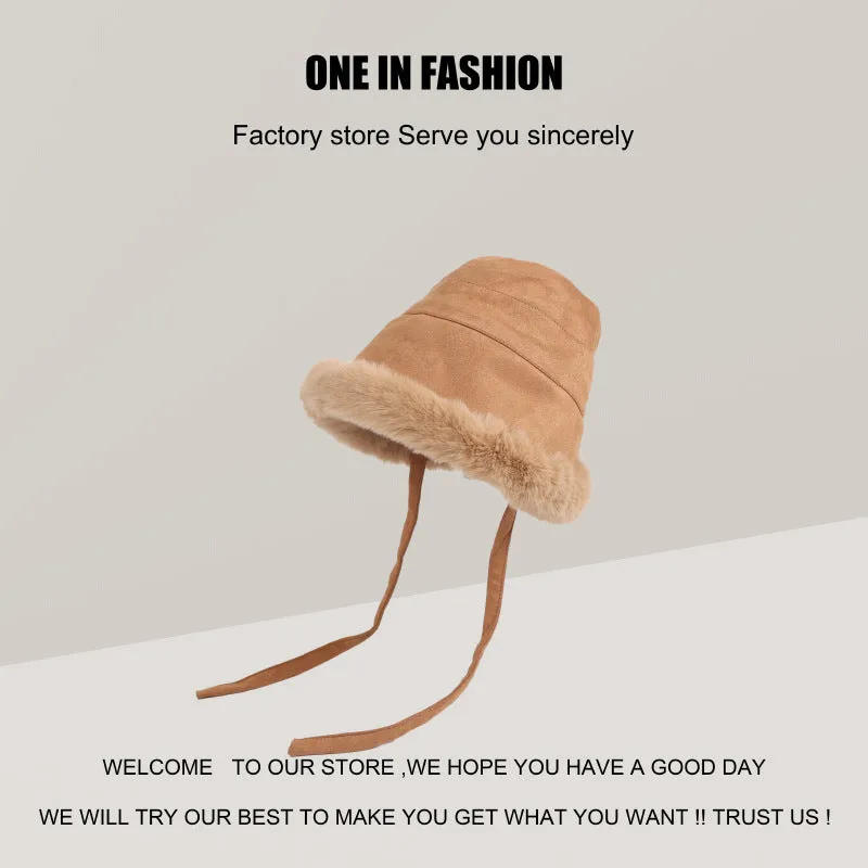 Wholesale Winter Velvet Thickened Warm Plush Fisherman Hat