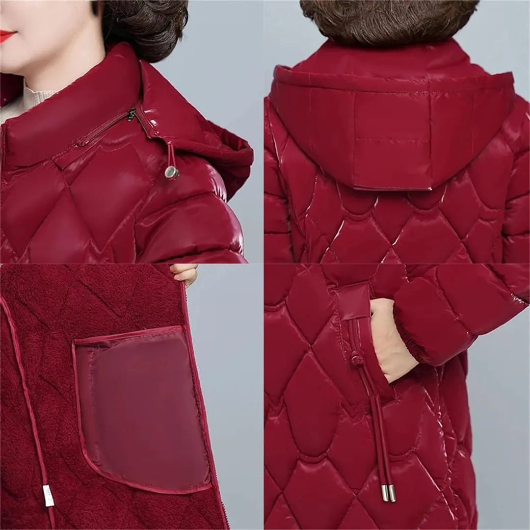 Windproof Down Cotton Coats Womens Winter Jacket Puffer Parkas Hooded Warm Cotton-Padded Outwear