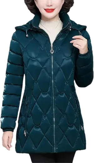 Windproof Down Cotton Coats Womens Winter Jacket Puffer Parkas Hooded Warm Cotton-Padded Outwear