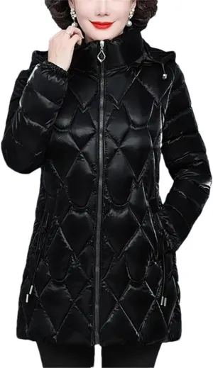Windproof Down Cotton Coats Womens Winter Jacket Puffer Parkas Hooded Warm Cotton-Padded Outwear