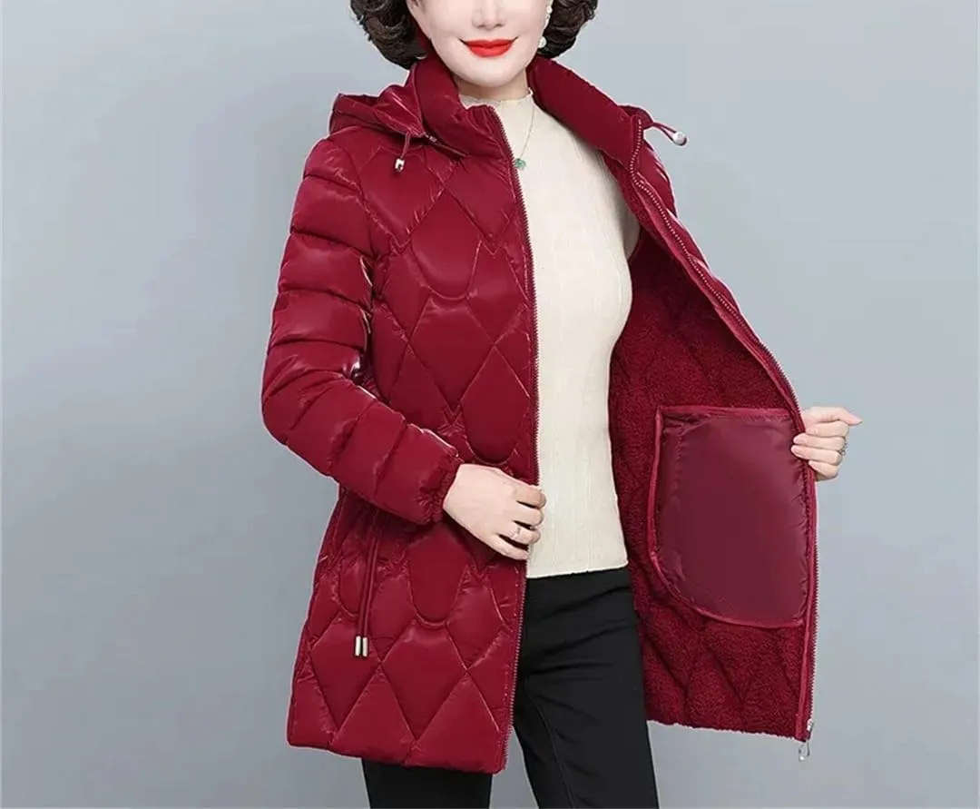 Windproof Down Cotton Coats Womens Winter Jacket Puffer Parkas Hooded Warm Cotton-Padded Outwear