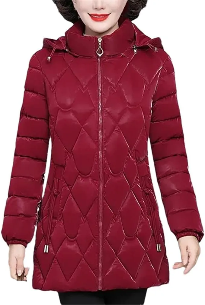 Windproof Down Cotton Coats Womens Winter Jacket Puffer Parkas Hooded Warm Cotton-Padded Outwear
