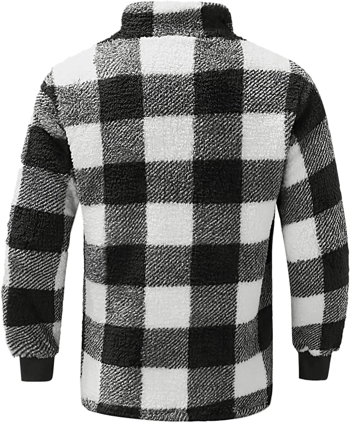 Winter Coats for Men,Mens Plaid Vintage Fuzzy Sherpa Pullover Sweatshirt Fleece Jacket Winter Long Sleeve Sweater with Pocket
