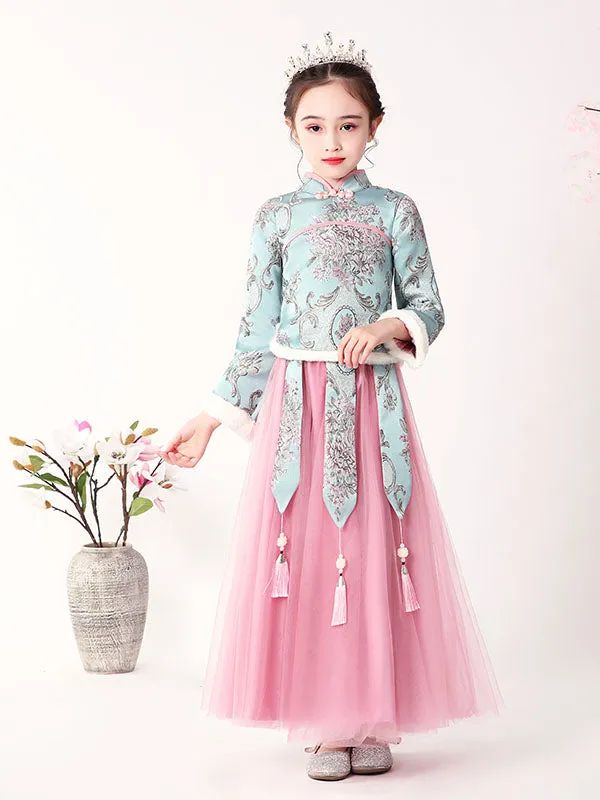 Winter Girls' Han Dress Ancient Costume Long Sleeve Thickened Performance Costume