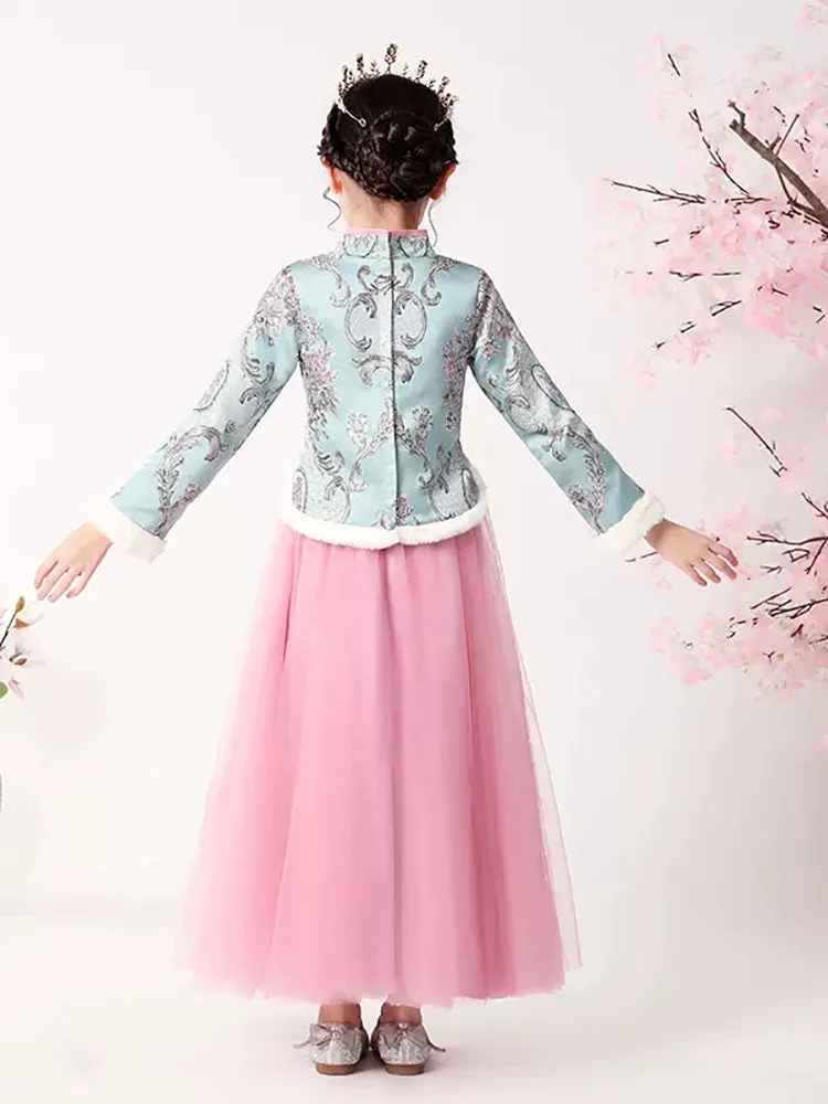 Winter Girls' Han Dress Ancient Costume Long Sleeve Thickened Performance Costume