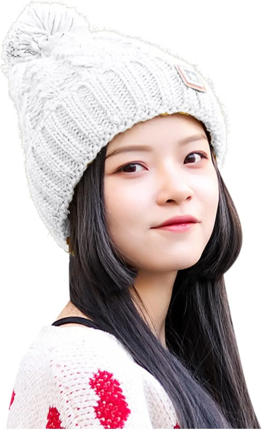 Winter Hats for Women Pompom Beanie Hats Warm kull Cap Soft Washed Warm Hat