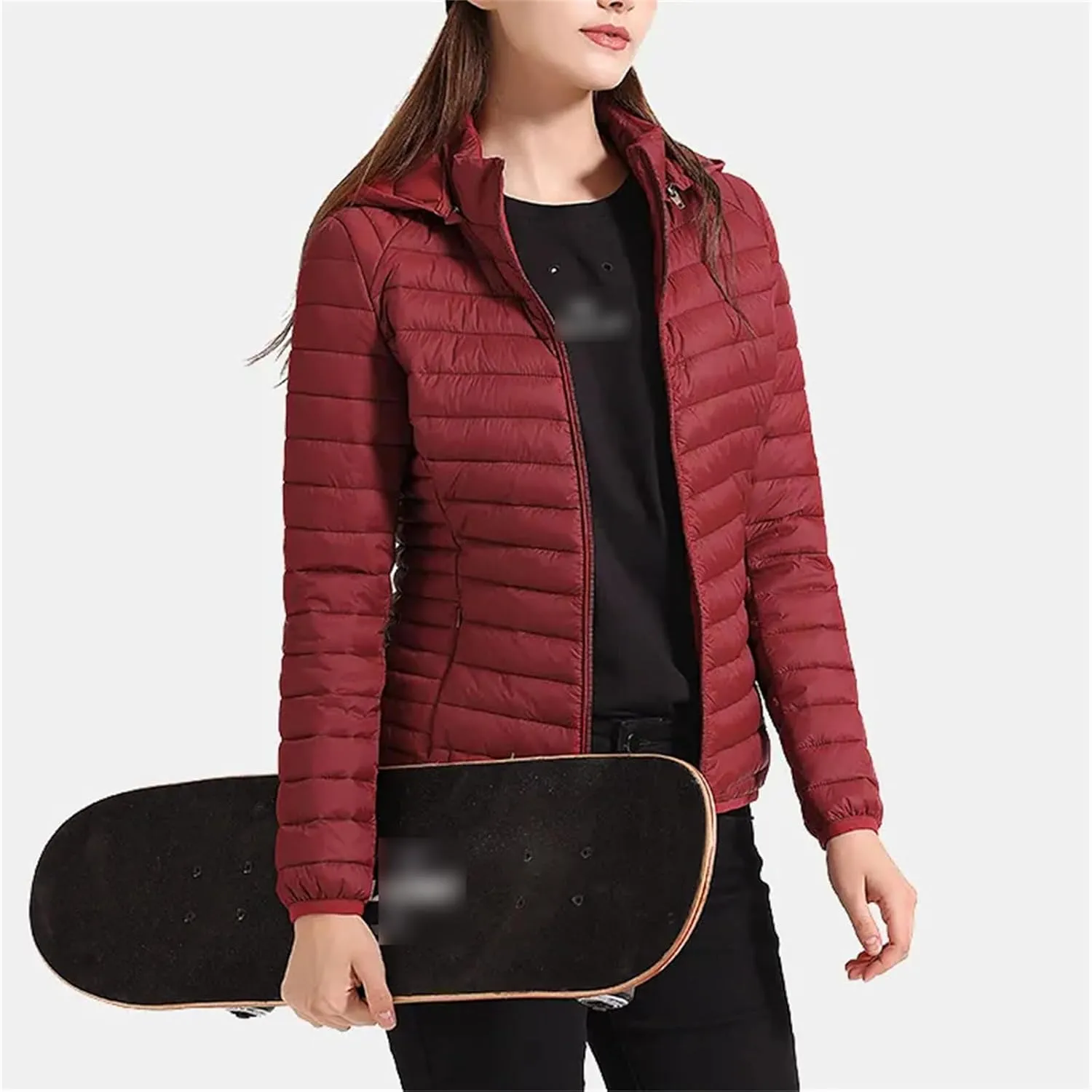 Winter Parka Lightweight Padded Puffer Jacket For Women Coat With Hood Outdoor Warm Lightweight Outwear