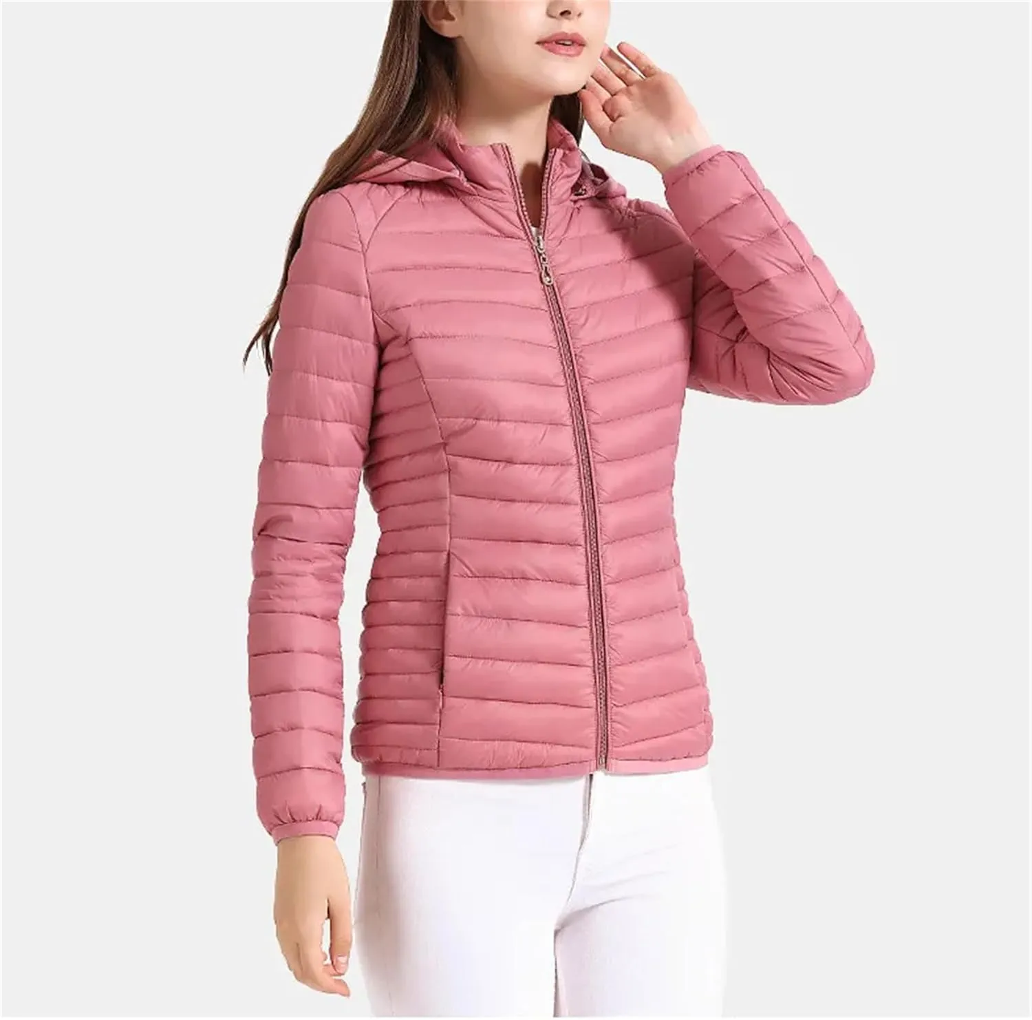 Winter Parka Lightweight Padded Puffer Jacket For Women Coat With Hood Outdoor Warm Lightweight Outwear