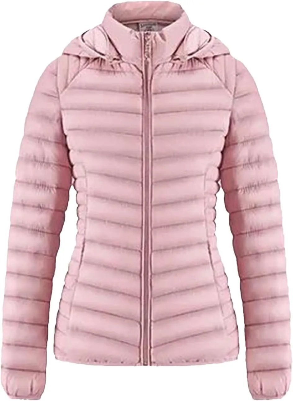 Winter Parka Lightweight Padded Puffer Jacket For Women Coat With Hood Outdoor Warm Lightweight Outwear