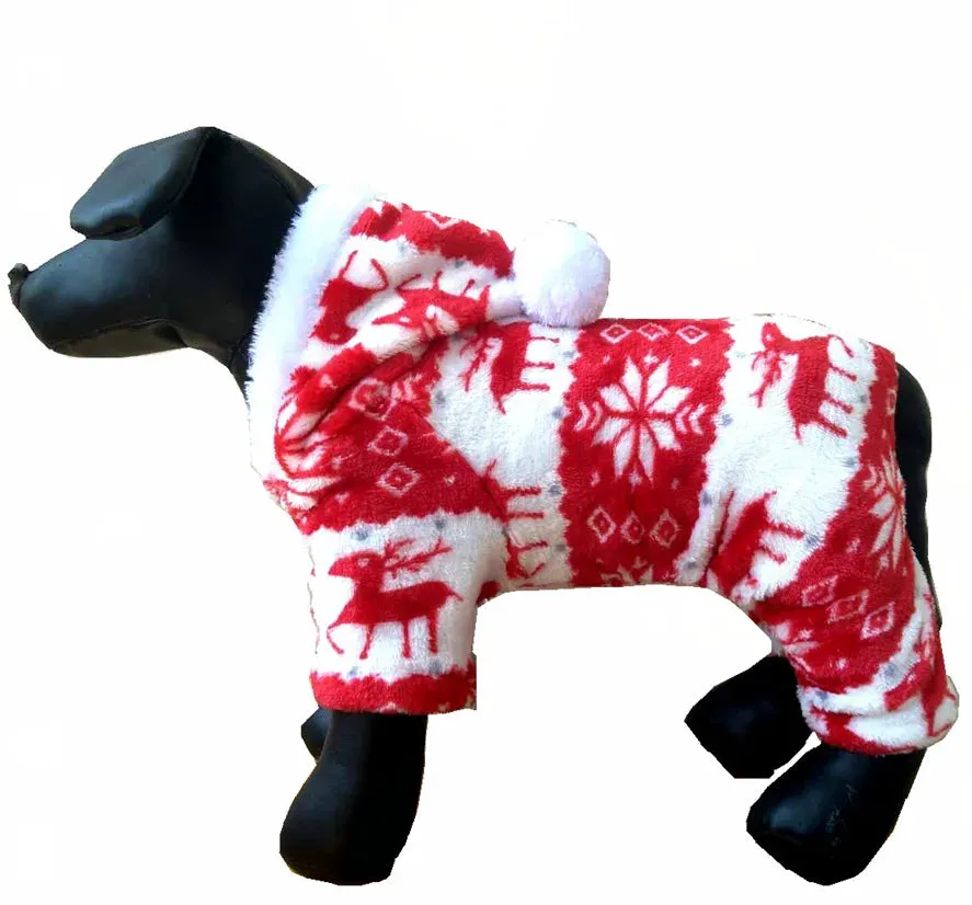 Winter Plush Dog Jumpsuit - Cozy Pet Pajamas for Small to Medium Dogs and Cats