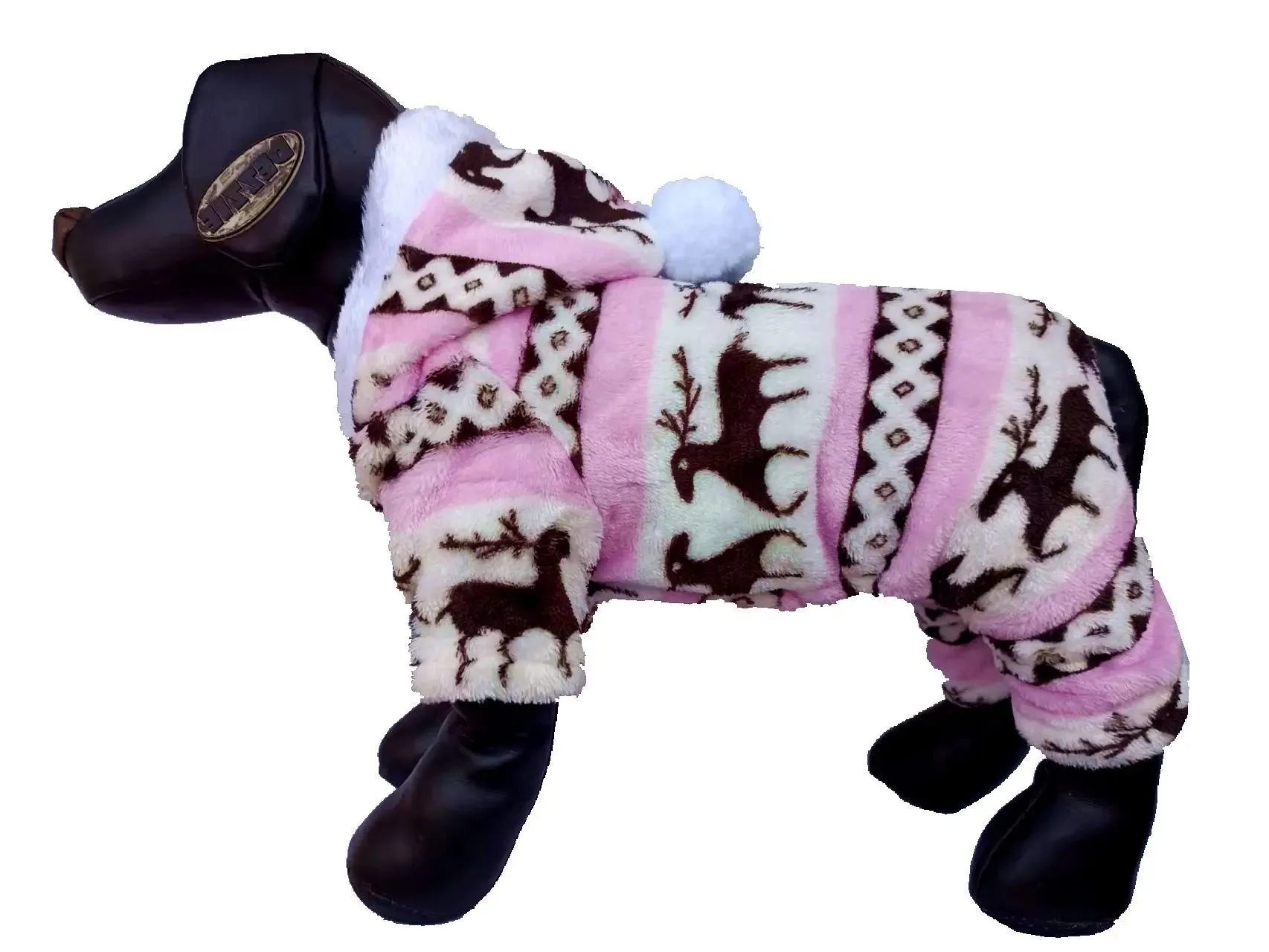 Winter Plush Dog Jumpsuit - Cozy Pet Pajamas for Small to Medium Dogs and Cats