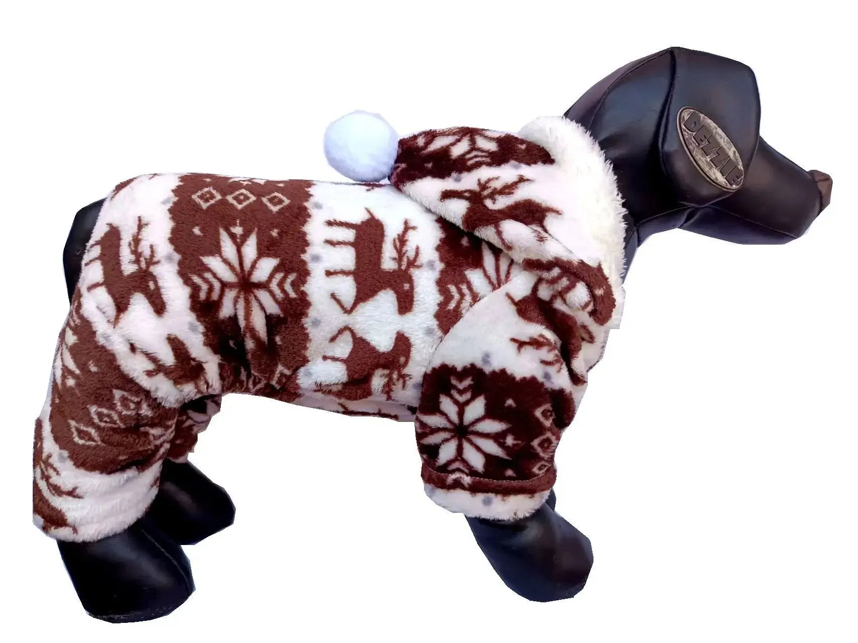 Winter Plush Dog Jumpsuit - Cozy Pet Pajamas for Small to Medium Dogs and Cats