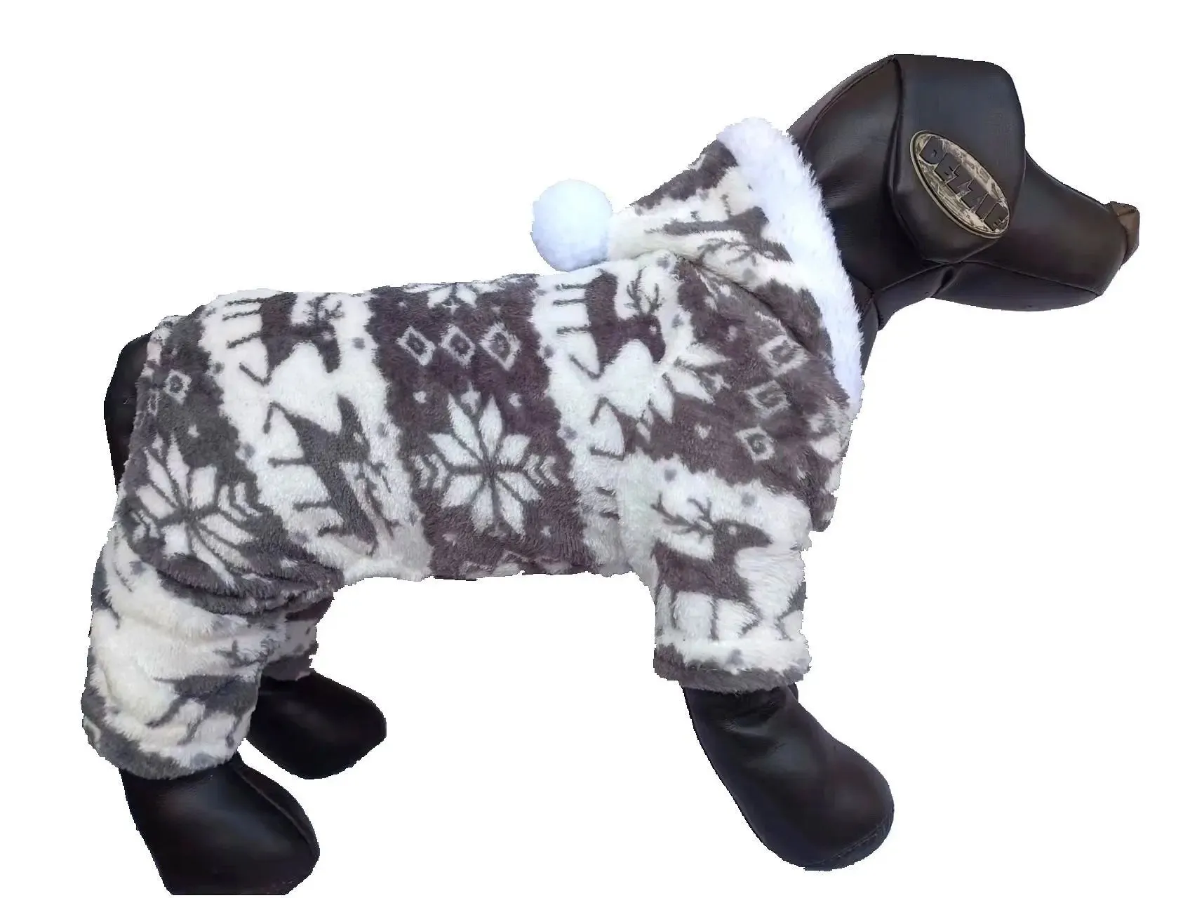 Winter Plush Dog Jumpsuit - Cozy Pet Pajamas for Small to Medium Dogs and Cats