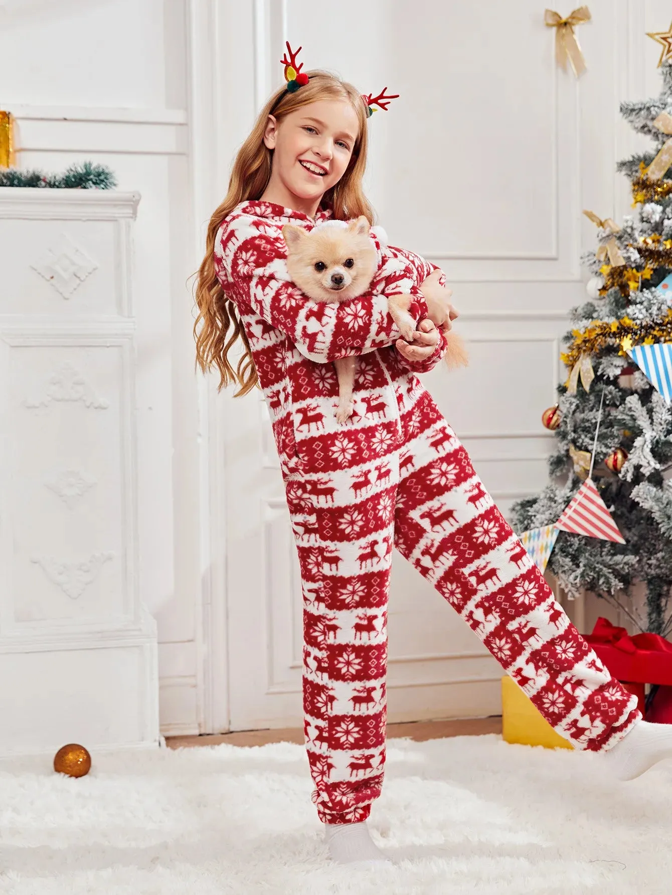 Winter Plush Dog Jumpsuit - Cozy Pet Pajamas for Small to Medium Dogs and Cats