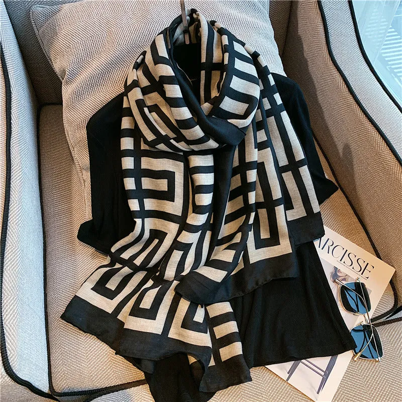 Winter warm scarves women's dual-purpose scarves Spring and Autumn Joker  sunscreen cotton and linen shawl.