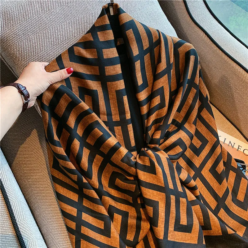 Winter warm scarves women's dual-purpose scarves Spring and Autumn Joker  sunscreen cotton and linen shawl.
