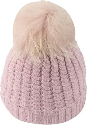Winter Women Beanie Hat Cotton Lined Knit Fur Pom Skull Beanie Hat Snow Cuff Beanie Ski Cap