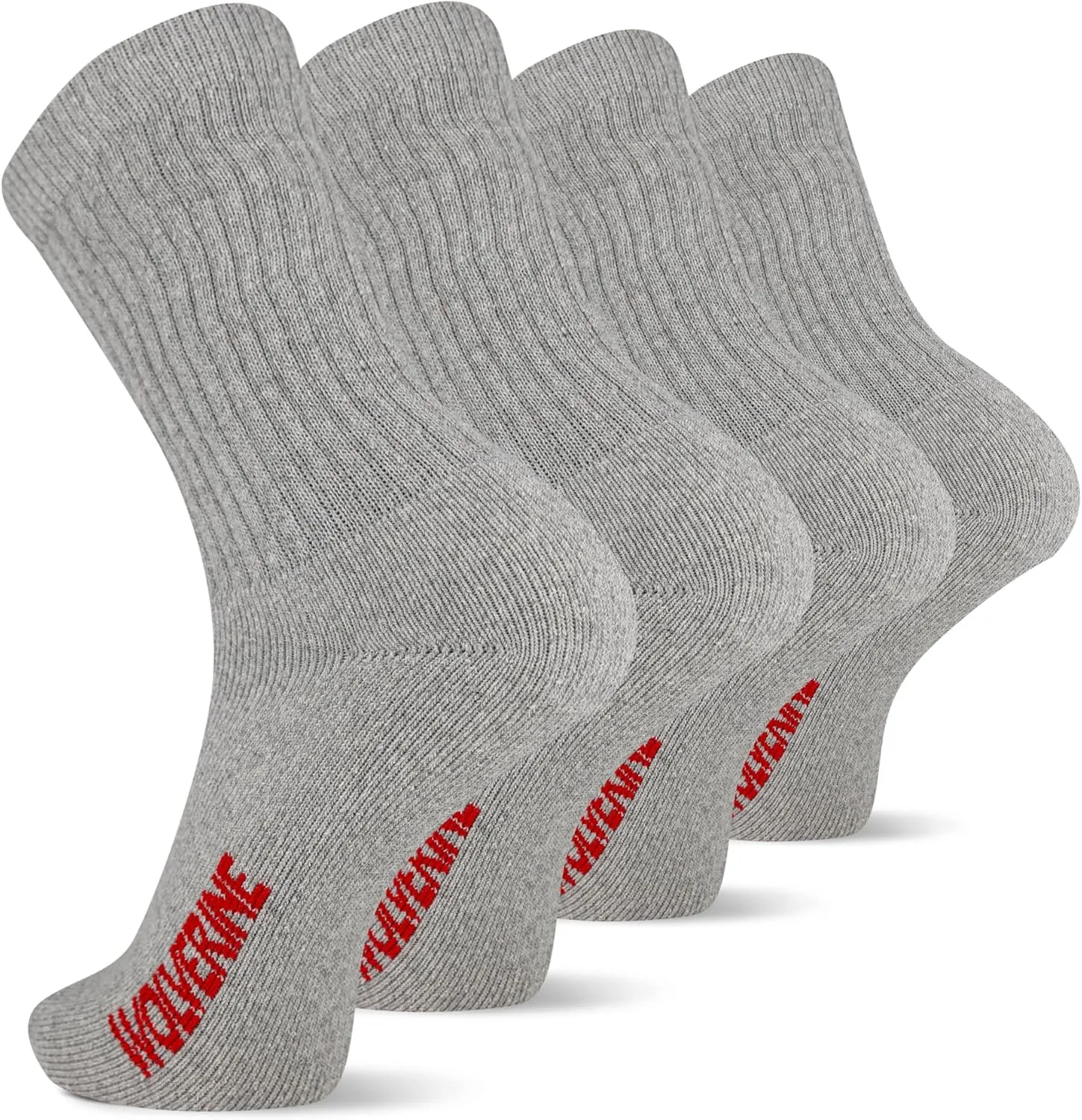 Wolverine Men's Cotton Boot Crew Socks with Breathable Cotton Cushioning (4 Pairs)