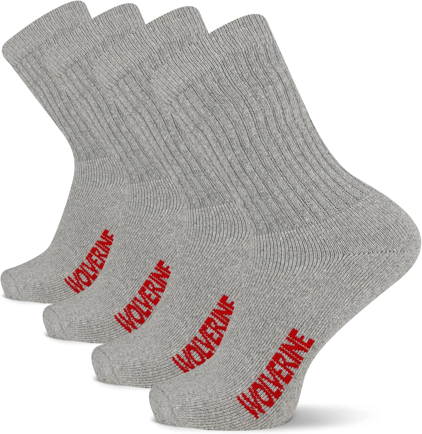 Wolverine Men's Cotton Boot Crew Socks with Breathable Cotton Cushioning (4 Pairs)