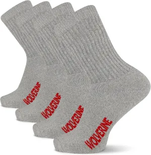 Wolverine Men's Cotton Boot Crew Socks with Breathable Cotton Cushioning (4 Pairs)