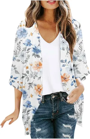 Women Cardigans Lightweight 3/4 Length Sleeve Sweaters Lounge Fashion Lightweight Summer Plus Size Outerwear Clothes