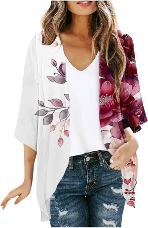 Women Cardigans Lightweight 3/4 Length Sleeve Sweaters Lounge Fashion Lightweight Summer Plus Size Outerwear Clothes