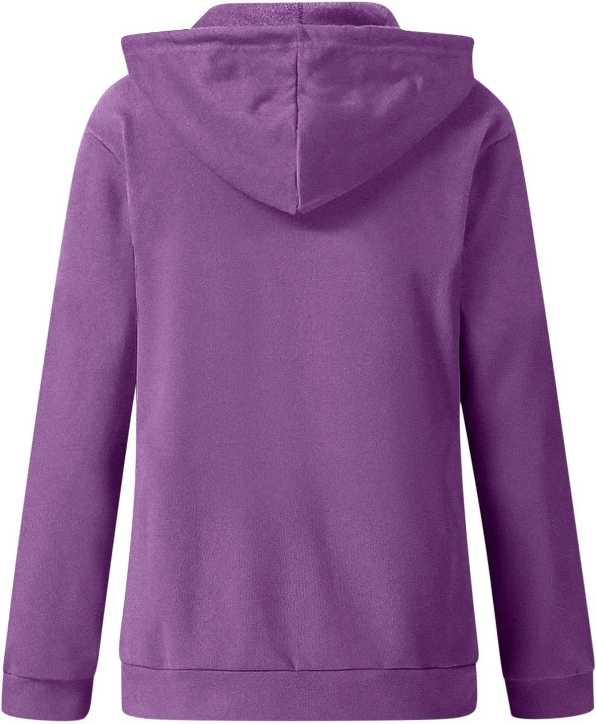 Women Casual Full Zip Up Drawstring Hoodie Comfy Loose Long Sleeve Sweatshirt Solid Color Jacket Coat Top with Pockets