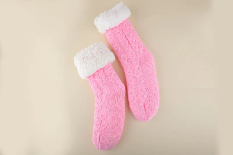 Women Christmas Socks Thickened Warm Coral Fleece Socks