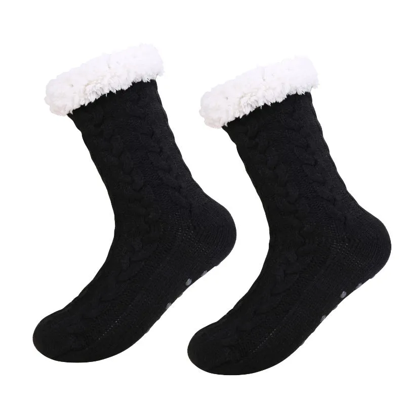 Women Christmas Socks Thickened Warm Coral Fleece Socks