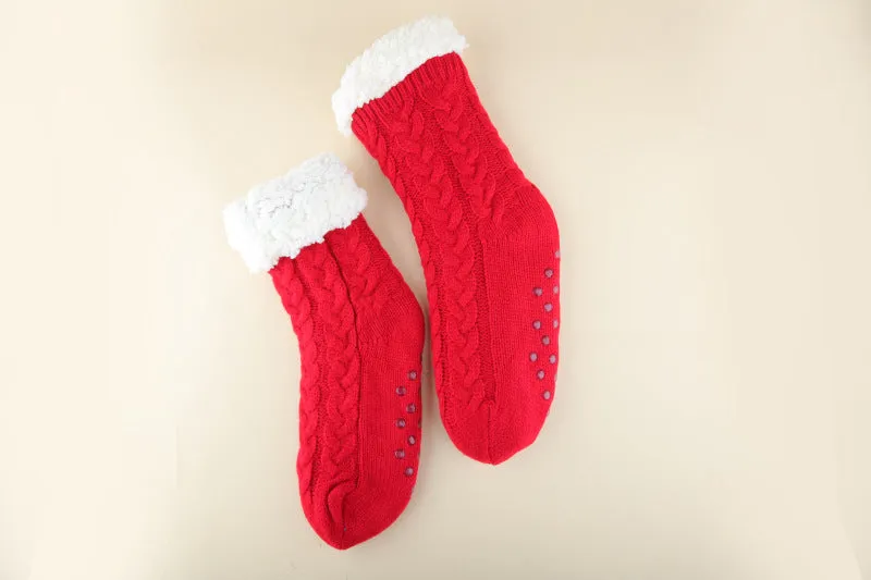 Women Christmas Socks Thickened Warm Coral Fleece Socks