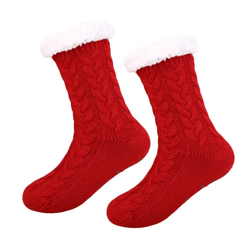 Women Christmas Socks Thickened Warm Coral Fleece Socks