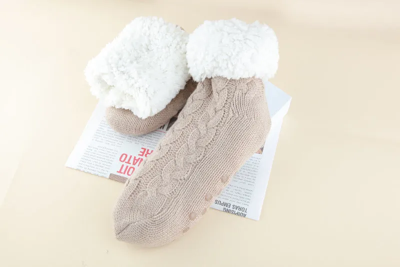 Women Christmas Socks Thickened Warm Coral Fleece Socks