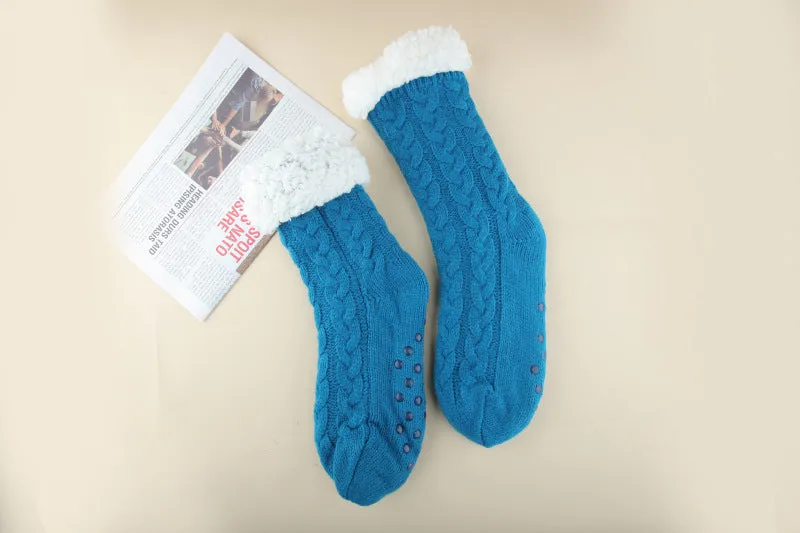 Women Christmas Socks Thickened Warm Coral Fleece Socks