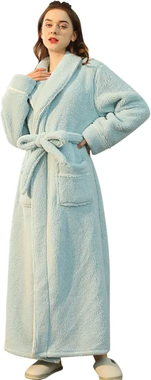 Women Lightweight Fleece Robe Comfortable Bathrobe for Women Loose Loungewear Warm Robe and Slippers Set Women