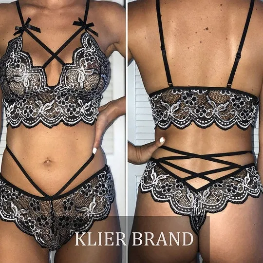Women Lingerie Set Lace Bra and Panty Sets Strappy 2 Piece