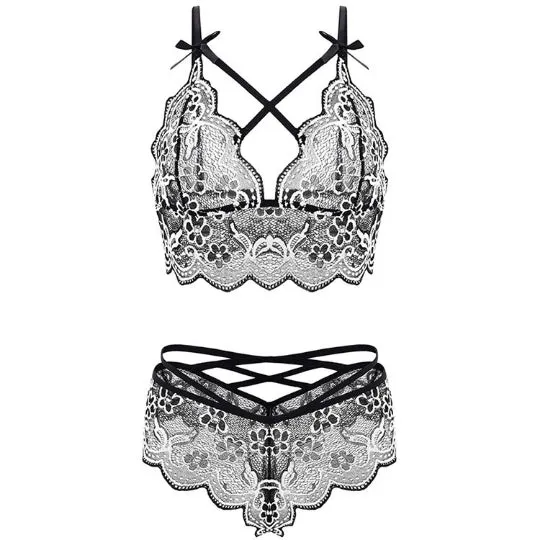 Women Lingerie Set Lace Bra and Panty Sets Strappy 2 Piece