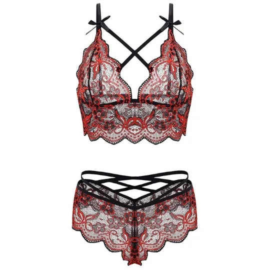 Women Lingerie Set Lace Bra and Panty Sets Strappy 2 Piece