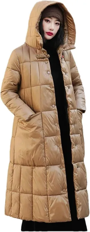 Women Padded Puffer Parkas Winter Jacket Vintage Hooded Down Cotton Coat Cotton Clothes