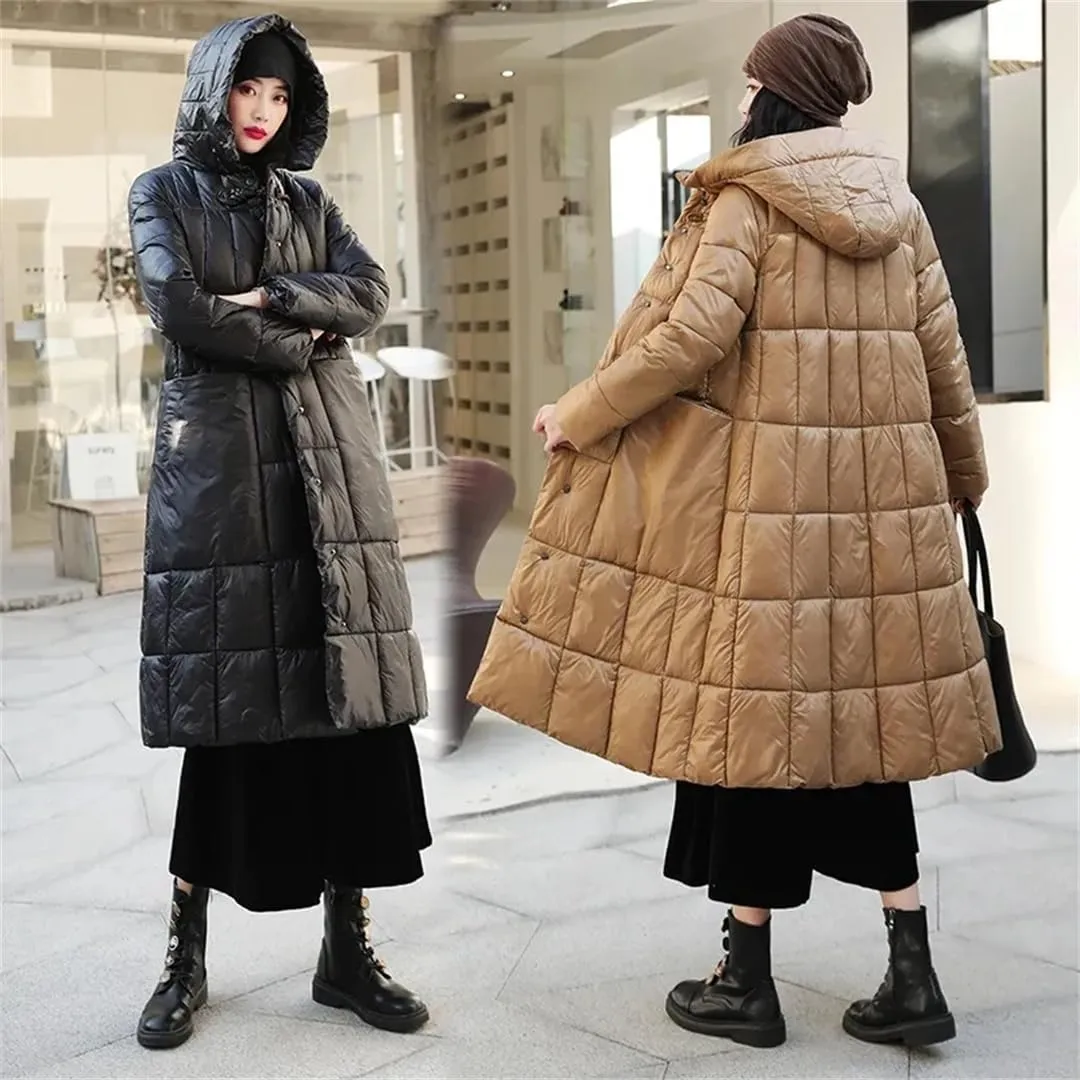 Women Padded Puffer Parkas Winter Jacket Vintage Hooded Down Cotton Coat Cotton Clothes