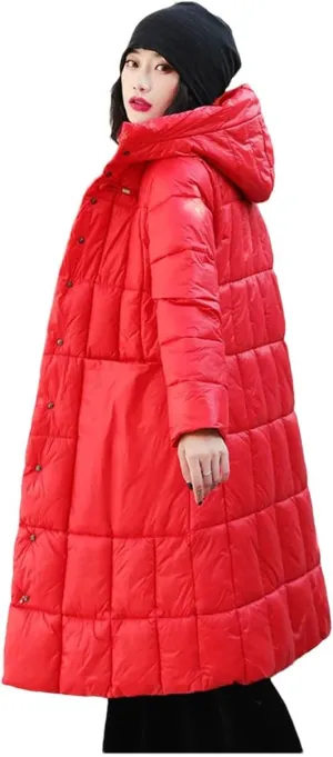 Women Padded Puffer Parkas Winter Jacket Vintage Hooded Down Cotton Coat Cotton Clothes