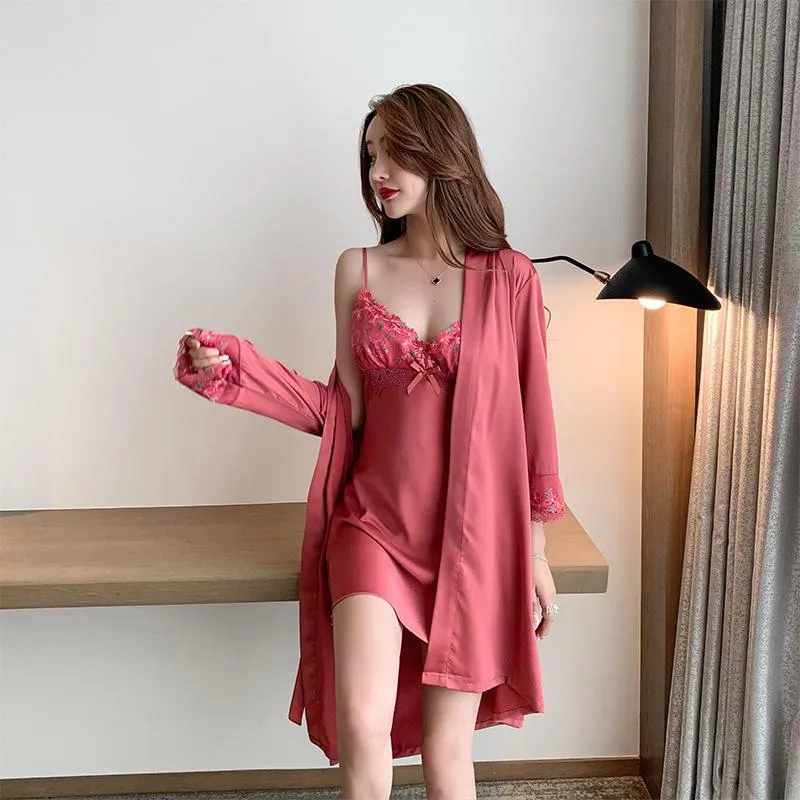 Women Padded Thin Lace Popular Strap Silk Pyjamas Sexy Pajamas Sleepwear