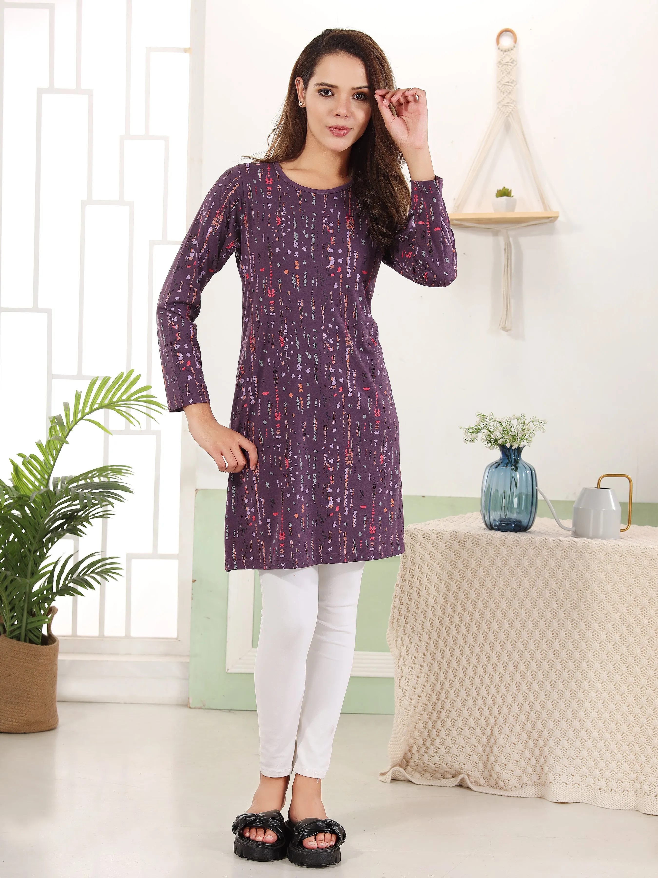 Women Printed Long Top with Full Sleeves