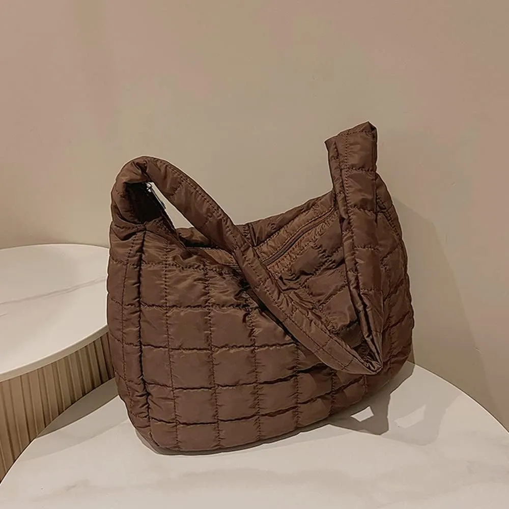 Women Puffer Tote Bags Lightweight Quilted Padding Shoulder Bag Lightweight Nylon Cotton Padded Large Tote Bags