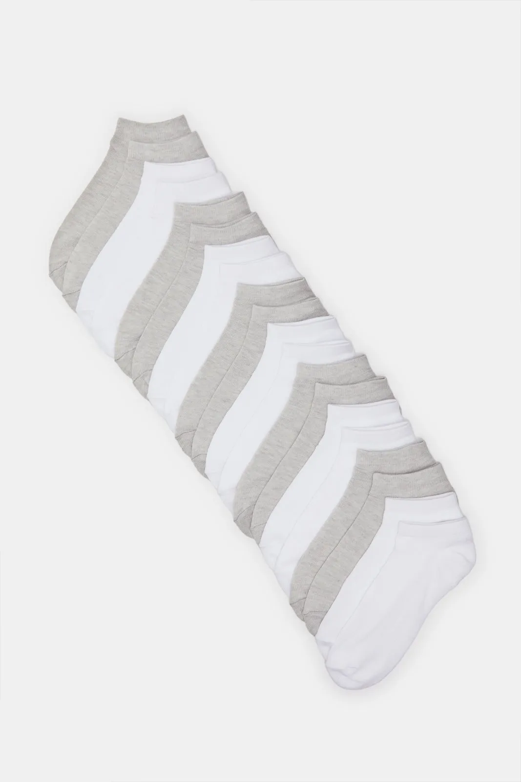 Women White And Grey Basic Ankle Box Socks (10 Pairs)