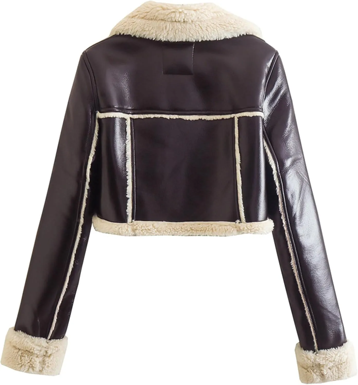 Women Winter Leather Jacket Thicken Fleece Lined Motorcycle Jacket Faux Fur Shearling Fluffy Coat Bomber Coats