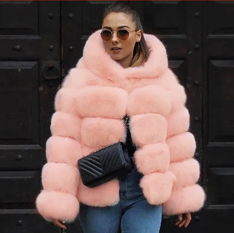 Women Winter Thickened Warm Fur Coat 
Long-sleeve/Hooded