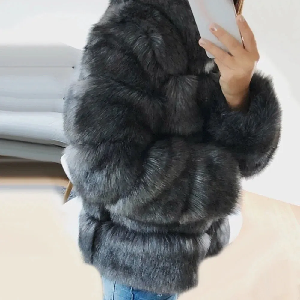Women Winter Thickened Warm Fur Coat 
Long-sleeve/Hooded