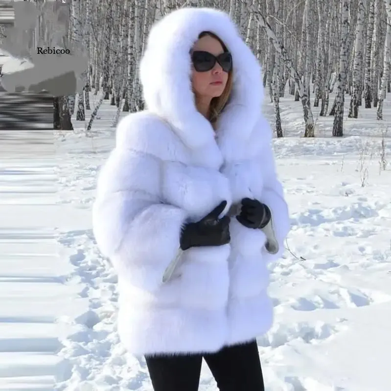 Women Winter Thickened Warm Fur Coat 
Long-sleeve/Hooded