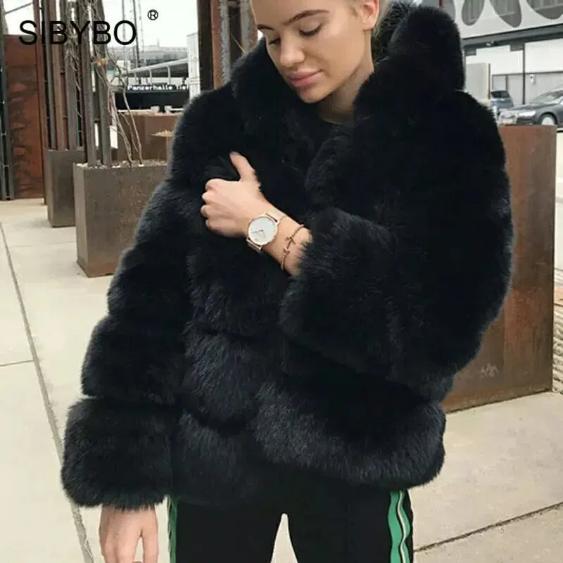 Women Winter Thickened Warm Fur Coat 
Long-sleeve/Hooded
